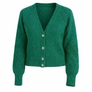 Cable-Knit Cardigan Teal-Geen – Size XL